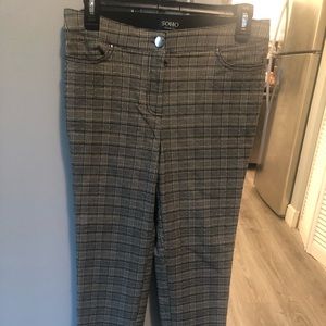 Plaid stretch ankle length pants